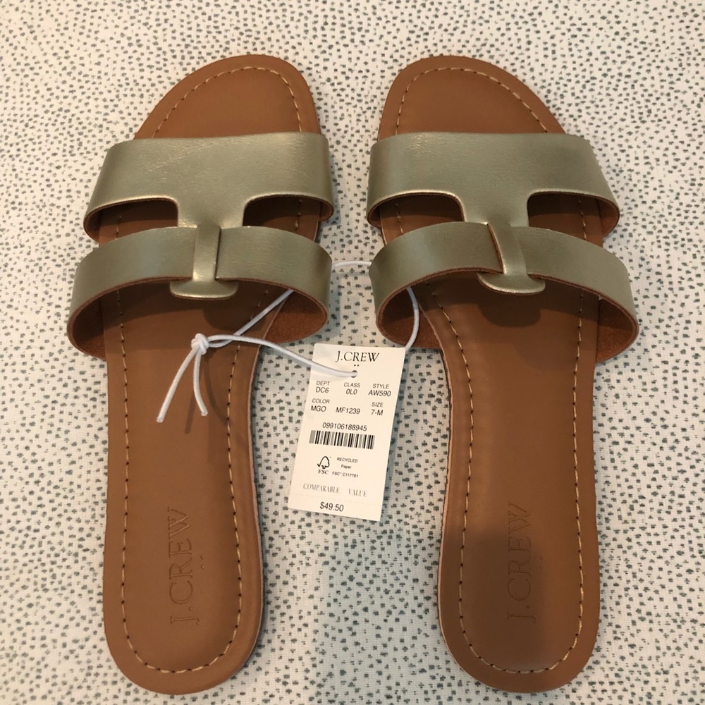 Sz 7 New JCrew Gold Sandals